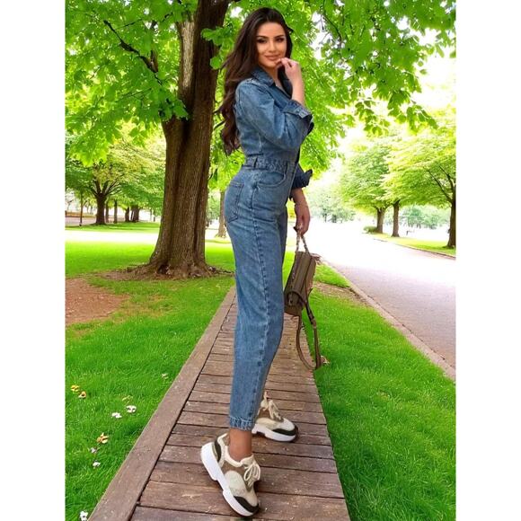 ZARA Women's Mid-Blue Denim Jumpsuit - Size Medium - NWT - Picture 8 of 8